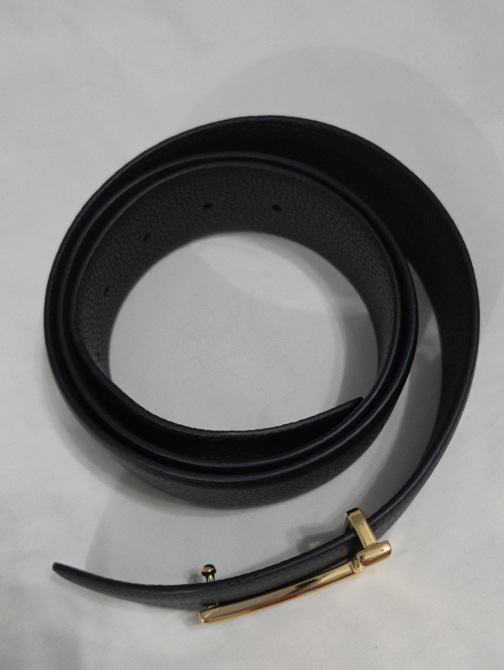 Reversible Tom Ford Black Brown Leather Belt Gold T Buckle 95cm - Picture 15 of 15